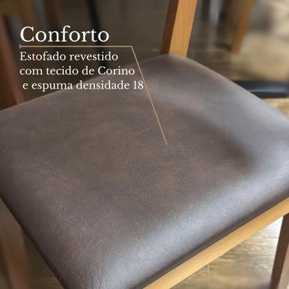 Imagem de Conj italia c/ 8 cadeiras estofadas verniz nogueira