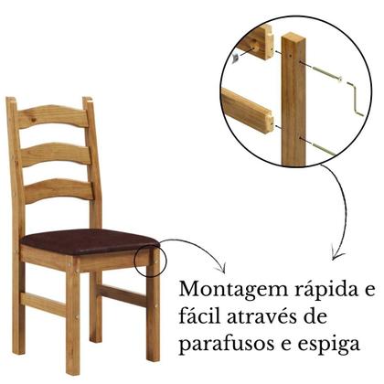 Imagem de Conj italia c/ 8 cadeiras estofadas verniz nogueira