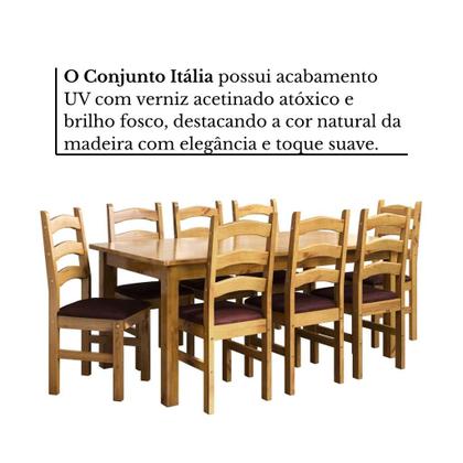 Imagem de Conj italia c/ 8 cadeiras estofadas verniz nogueira