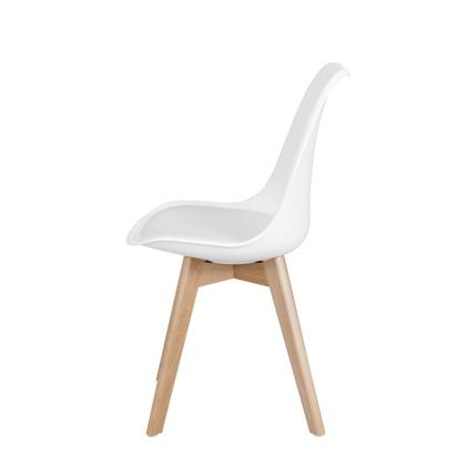 Imagem de Conj Mesa Eames 90Cm Redondo Com 4 Cad Saarinen Wood TP Branco - Branco