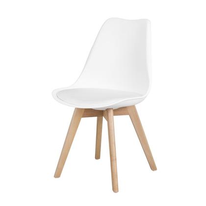 Imagem de Conj Mesa Eames 90Cm Redondo Com 4 Cad Saarinen Wood TP Branco - Branco