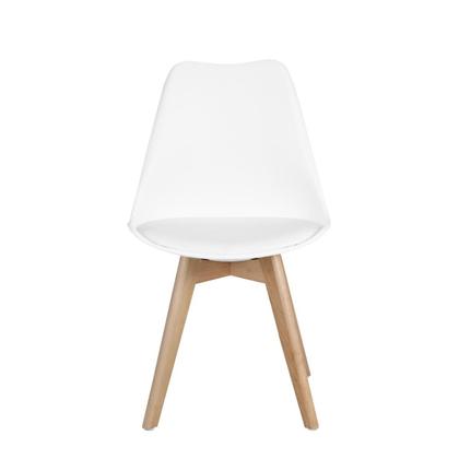 Imagem de Conj Mesa Eames 90Cm Redondo Com 4 Cad Saarinen Wood TP Branco - Branco