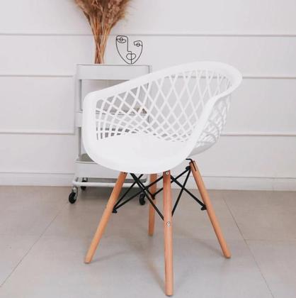 Imagem de Conj Mesa Eames Dsw 110Cm Redondo Com 4 Cad Web Dsw TP Branco - Branco
