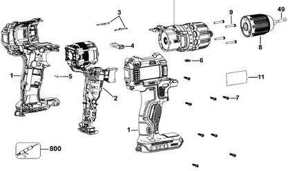 Imagem de Conj. motor e interruptor parafusadeira dcd7781 dewalt