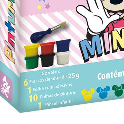 Imagem de Conj. Pintura a Dedo Infantil c/ 6 Cores e Pincel Minnie