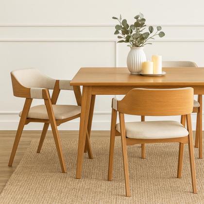 Imagem de Conjunro Jantar Mesa Palmas Redonda c/ 6 Caderias Linha Alta