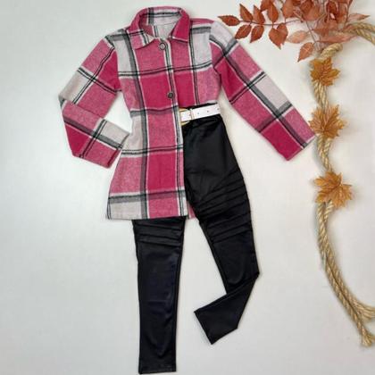 Imagem de Conjuntinho Inverno Infantil Elegante Casaco Calça Mini Diva Moda Blogueirinha
