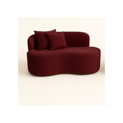 Imagem de Conjunto 01 Poltrona + Sofá Curvo Orgânico Nature Gaia Suede Bordô - Montanaris Decor