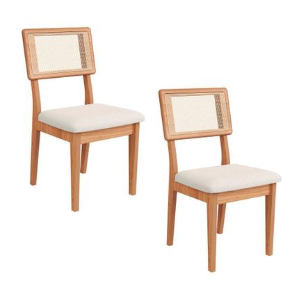 Imagem de Conjunto 02 Cadeiras de Jantar com Assento Estofado e Encosto com tela Palhinha CA35 Dalla Costa
