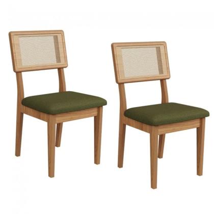 Imagem de Conjunto 02 Cadeiras de Jantar com Assento Estofado e Encosto com tela Palhinha CA35 Dalla Costa