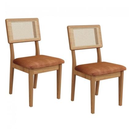 Imagem de Conjunto 02 Cadeiras de Jantar com Assento Estofado e Encosto com tela Palhinha CA35 Dalla Costa