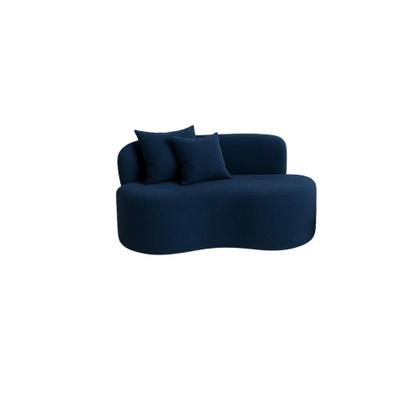 Imagem de Conjunto 02 Poltronas + Sofá e Puff Curvo Orgânico Nature Gaia Boucle Azul Marinho - Montanaris Decor