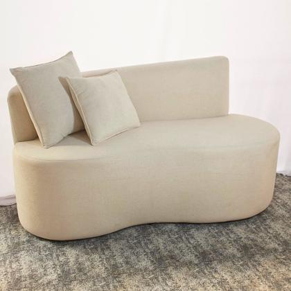 Imagem de Conjunto 02 Poltronas + Sofá e Puff Curvo Orgânico Nature Gaia Boucle Bege - Montanaris Decor