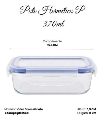 Imagem de Conjunto 03 Potes Herméticos Retangular de Vidro Ref:vh4053 VISTA HOME
