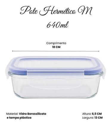 Imagem de Conjunto 03 Potes Herméticos Retangular de Vidro Ref:vh4053 VISTA HOME