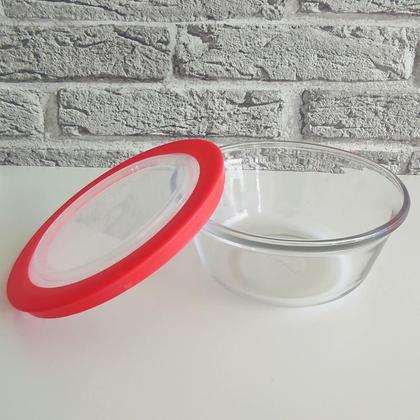 Imagem de Conjunto 03 Potes Redondo De Vidro 600ml Pequeno com Tampa Plástica Facilitá Marinex