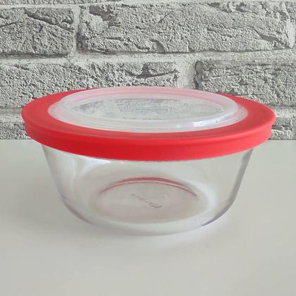 Imagem de Conjunto 03 Potes Redondo De Vidro 600ml Pequeno com Tampa Plástica Facilitá Marinex