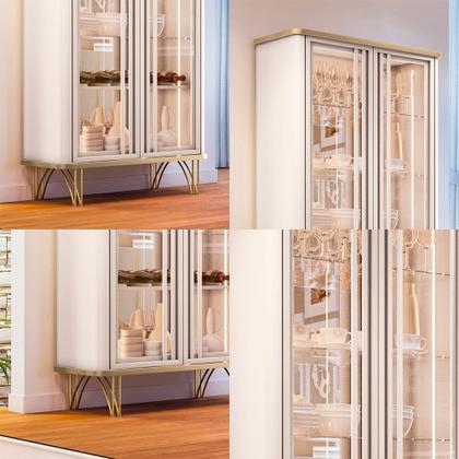 Imagem de Conjunto 1 Cristaleira 1 Buffet 1 Mesa de Centro e 1 Aparador Évora/Saluti/Cadenza/Vivant Off White/Champagne G26 - HB Móveis