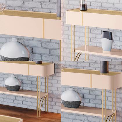 Imagem de Conjunto 1 Cristaleira 1 Buffet 1 Mesa de Centro e 1 Aparador Évora/Saluti/Cadenza/Vivant Off White/Champagne G26 - HB Móveis