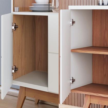 Imagem de Conjunto 1 Cristaleira e 1 Buffet Decorativo Sala de Jantar Sancho Pés em Madeira Off White G73 - Gran Belo