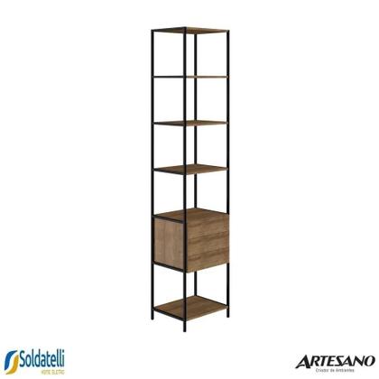 Imagem de Conjunto 1 estante 3 gavetas + 1 arara 2 gavetas com cabideiro steel quadra mdp vermont preto fosco - artesano