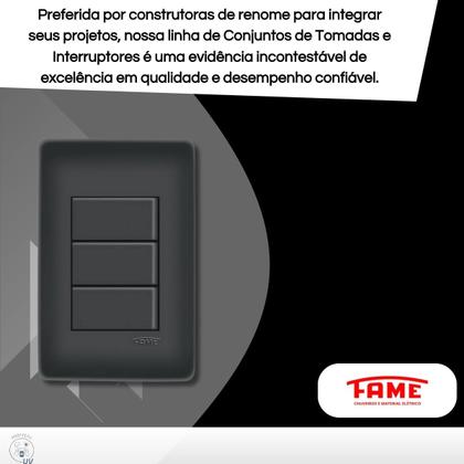 Imagem de Conjunto 1 Interruptor Intermediário + 2 Paralelo Habitat Black - Fame