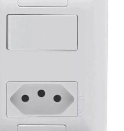 Imagem de Conjunto 1 Interruptor Paralelo   1 Tomada C/ Placa Mod. Aria 2P T 250V Cor: Branco 4 X 2 -TRAMONTINA
