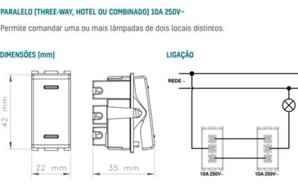 Imagem de Conjunto 1 Interruptor Paralelo 10A 4x2 Branco Tramontina Liz DH