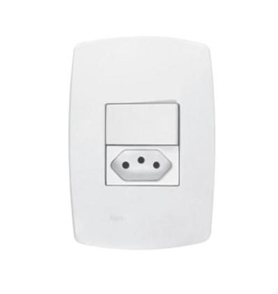 Imagem de Conjunto 1 Interruptor Simples + 1 Tomada 20A Perola 1803221