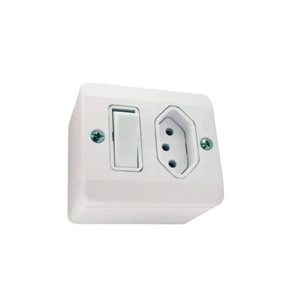 Imagem de Conjunto 1 Interruptor Simples   1 Tomada Sobrepor Com Caixa 2P T 250V/10A Branco 4 X 2 63200 Ilumi