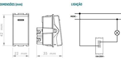Imagem de Conjunto 1 Interruptor Simples 4x2 Branco Tramontina Liz