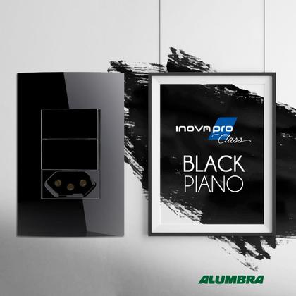 Imagem de Conjunto 1 Interruptor Simples 4x2 Preto 85536 Black Piano Alumbra