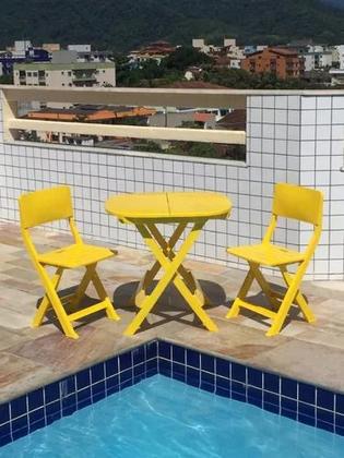 Imagem de Conjunto 1 Mesa 2 Cadeira Dobrável Plástico Sorveteria Cas