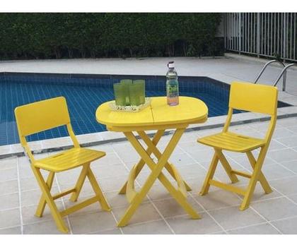 Imagem de Conjunto 1 Mesa 2 Cadeira Dobrável Plástico Sorveteria Cas