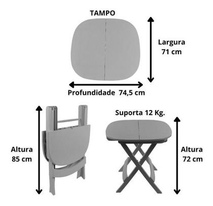 Imagem de Conjunto 1 Mesa 4 Cadeira Dobrável Plástico Bar Varanda Açaí