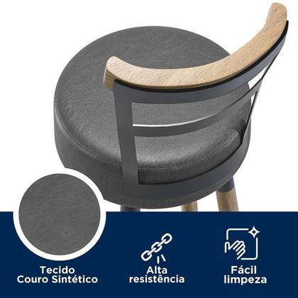 Imagem de Conjunto 1 Mesa Bistrô Tampo Madeira Maciça Redondo 2 Banquetas Moscou