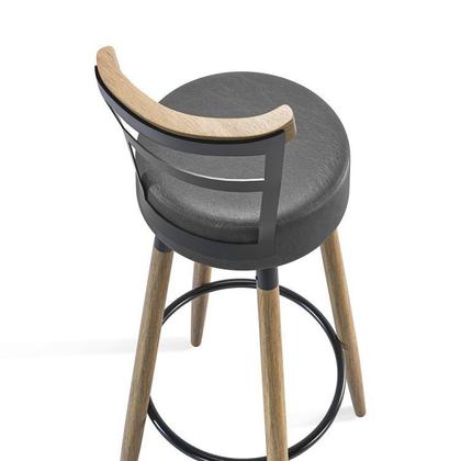 Imagem de Conjunto 1 Mesa Bistrô Tampo Madeira Maciça Redondo 2 Banquetas Moscou