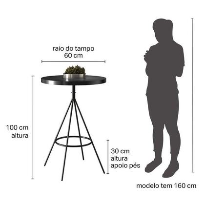 Imagem de Conjunto 1 Mesa Bistrô Tampo Madeira Maciça Redondo 2 Banquetas Moscou