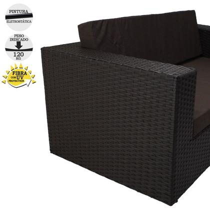 Imagem de Conjunto 1 Namoradeira, 2 Poltronas Classe A Assento Estofado e Mesa - Marrom Tabaco