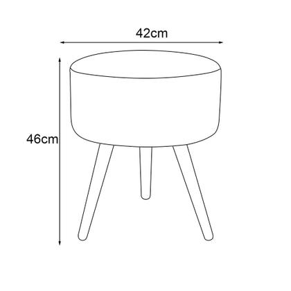 Imagem de Conjunto 1 Poltrona Opala com 1 Puff Redondo Luxo com Pés Estilo Retrô - Preto