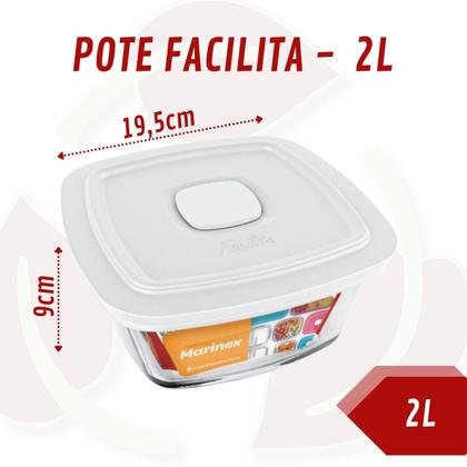 Imagem de Conjunto 1 Pote Vidro Hermetico 1040ml + 1 Pote Facilita 2 Litros