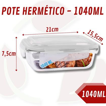 Imagem de Conjunto 1 Pote Vidro Hermetico 1040ml + 1 Pote Facilita 2 Litros