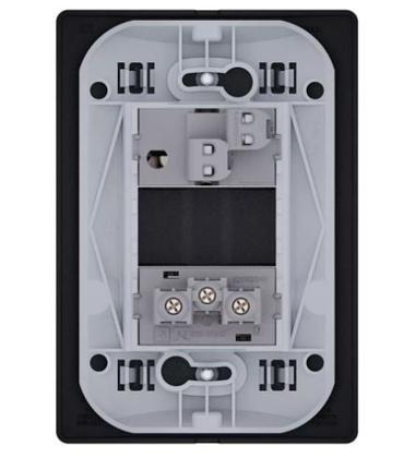 Imagem de Conjunto 1 Tecla Simples e 1 Tomada 2 Polos + Terra 10A 250V Embutir Revitá Soprano Preto Carbono