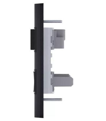 Imagem de Conjunto 1 Tecla Simples e 1 Tomada 2 Polos + Terra 10A 250V Embutir Revitá Soprano Preto Carbono