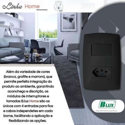Imagem de Conjunto 1 Tecla Simples + Tomada 10 A Home Com Placa B.lux