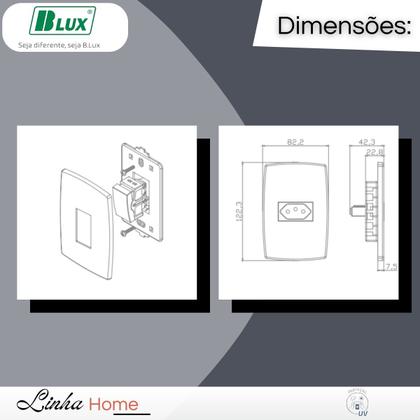 Imagem de Conjunto 1 Tecla Simples + Tomada 10 A Home Com Placa B.lux