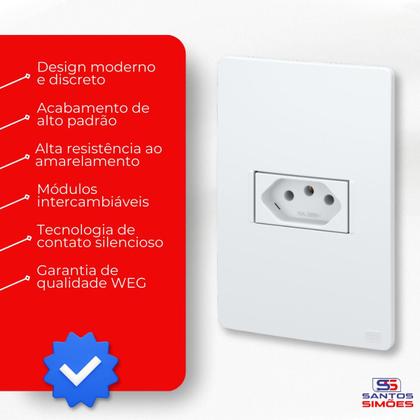 Imagem de Conjunto 1 Tomada 10A 2P+T com Placa Branco Esatta Weg
