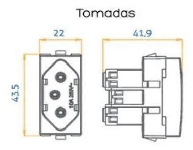 Imagem de Conjunto 1 Tomada 2 Polos + Terra 10A 250V Embutir Sleek Margirius Branco Brilho