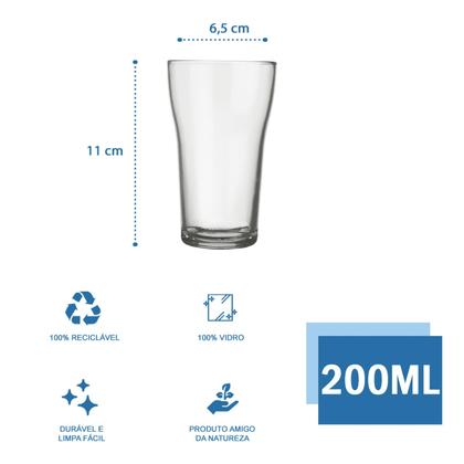 Imagem de Conjunto 10 Copos Vidro 200ml Boteco Chop Transparente Nadir