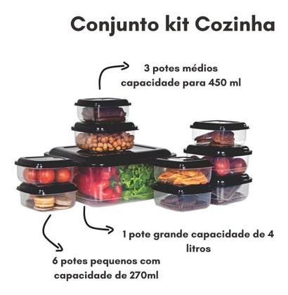 Imagem de Conjunto 10 Potes Organizadores de Alimento Quadrado